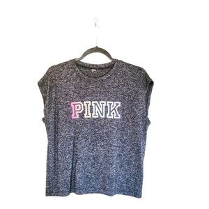 Pink Victoria's Secret Womens Top Grey M Sleeveless Heathered Crew Neck Active